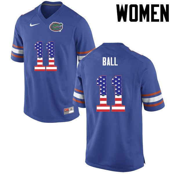 Florida Gators Women #11 Neiron Ball College Football USA Flag Fashion Blue